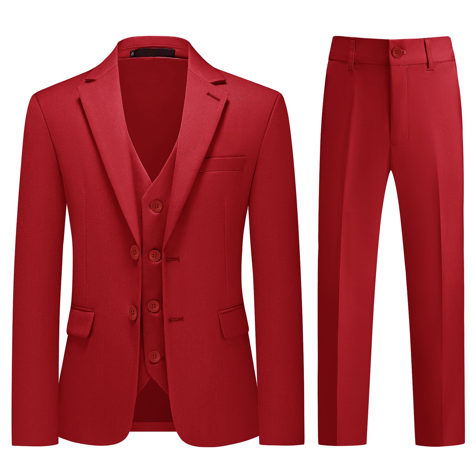 Chłopięcy 3-częściowy komplet slim fit, formalny strój dziecięcy z marynarką, kamizelką i spodniami, odzież Pageboy na wesele, bierzmowanie, chrzest i specjalne okazje