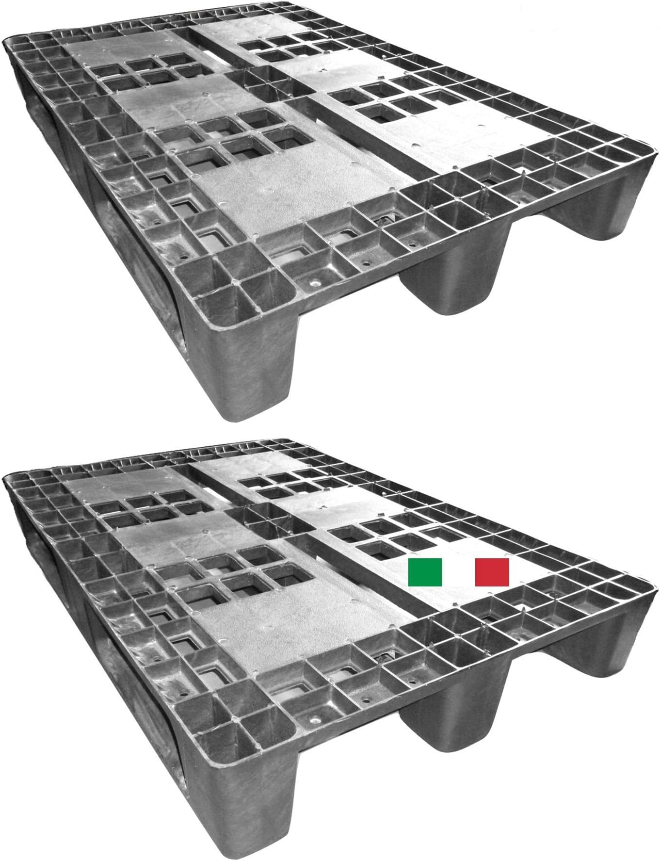 Cenni 12002 Set 2 Plastic Euro Pallets 1200 x 800 with 3 Runners, Made in Italy