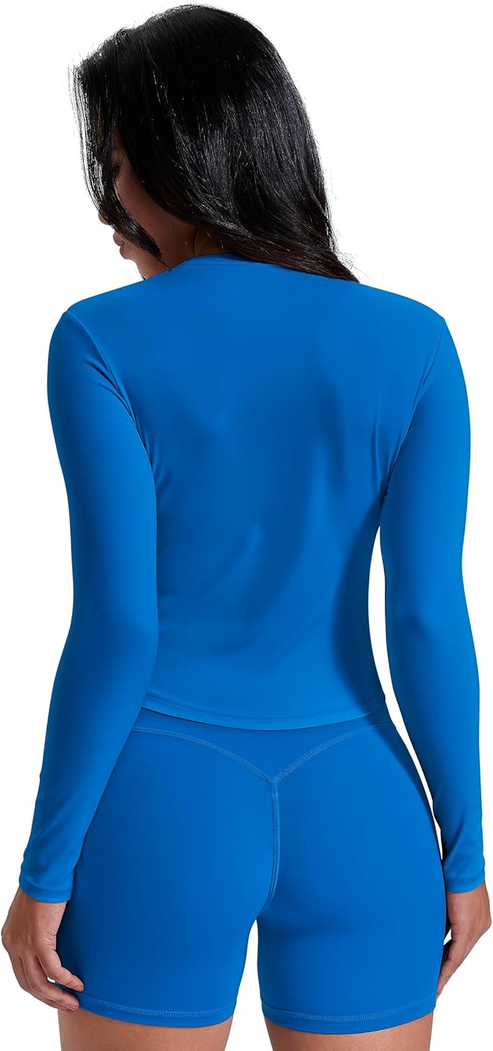 AVGO Workout Shirts for Women Slim Fit Long Sleeve Crop Tops Gym Shirt Running Breathable Athletic Clothes - Image 3