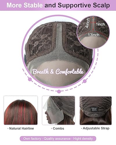 Miniatura 49 de Evala Bob Wig Human Hair Black Bob Lace Front Wig 10 inch Middle Part Short Bob Wig 13x4x1 Frontal Lace Wig #1 Jet Black Color Bob Wigs 150% Density