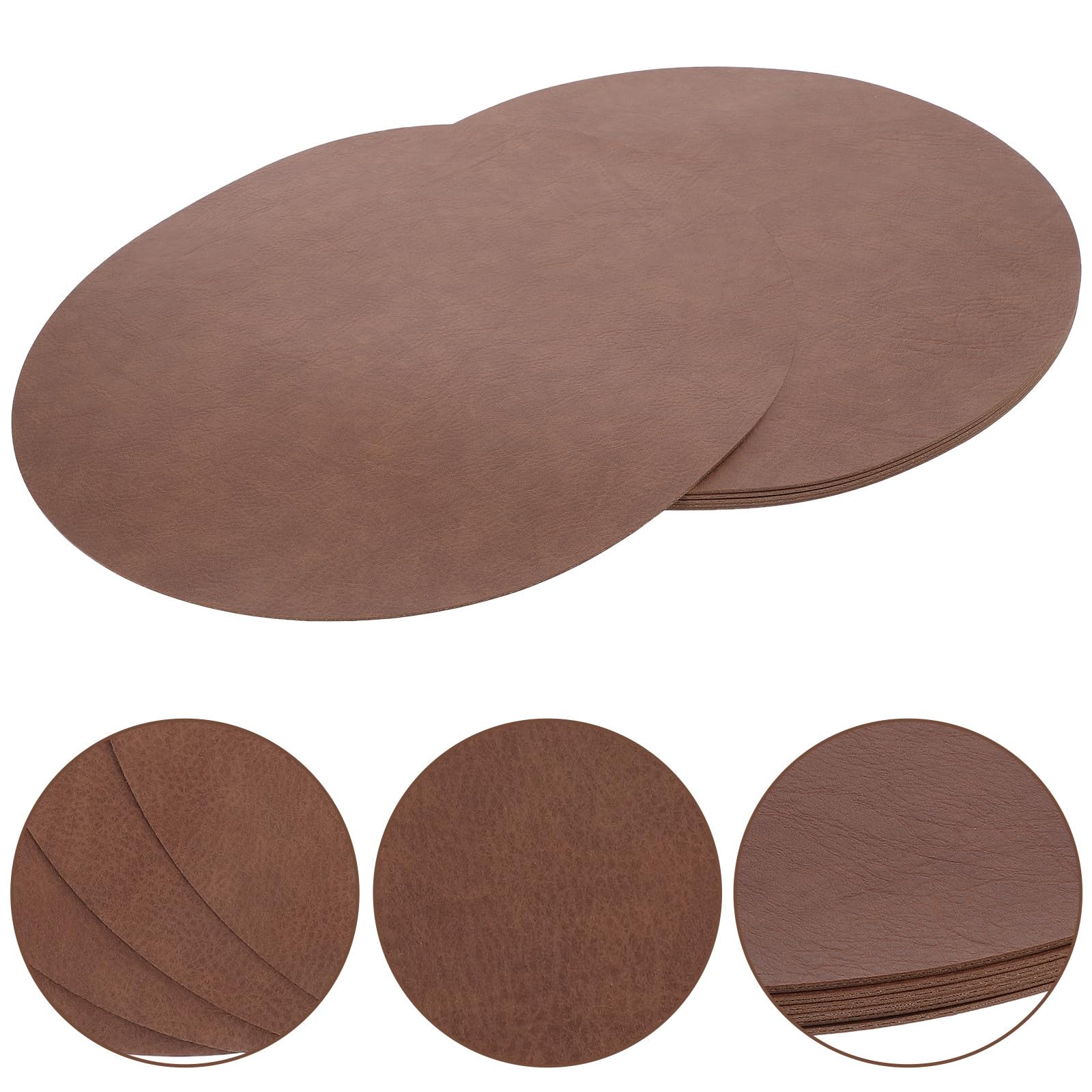 FOMIYES Set Antiscivolo e Resistenti Rotonde in Pelle Pu Lavabili di 6 Tovagliette da 15 Pollici e Feste per Cucina, Sala da Pranzo