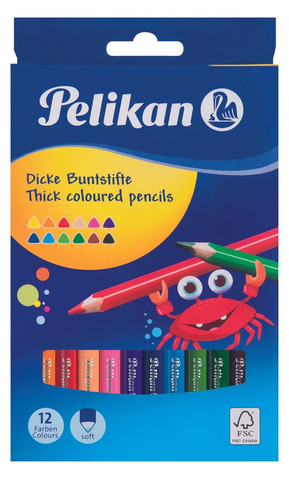Pelikan 724039 – Pastelli Colorati Morbidi, Confezione Da 12, Tratto 4 Mm, Multicolore