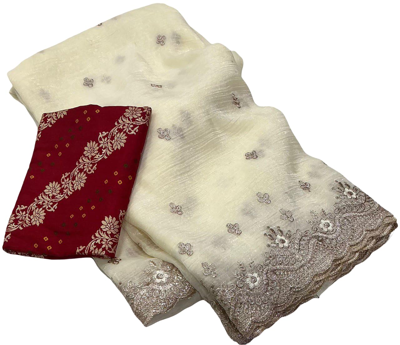 Women's Beautiful Zari Embroidered Work Soft Chiffon Crush Saree With Bandhani Blouse - Review, Price and Buying Guide