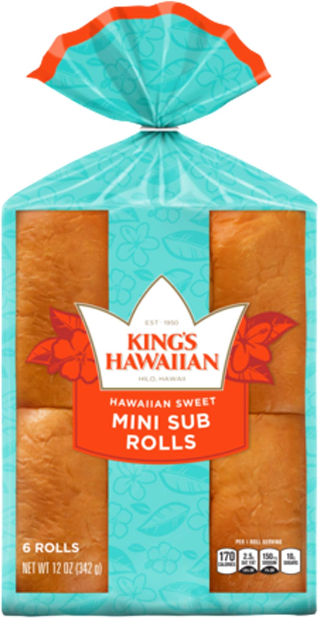 King's HawaiianOriginal Hawaiian Sweet Mini Sub Rolls (6 Count (Pack of 6))