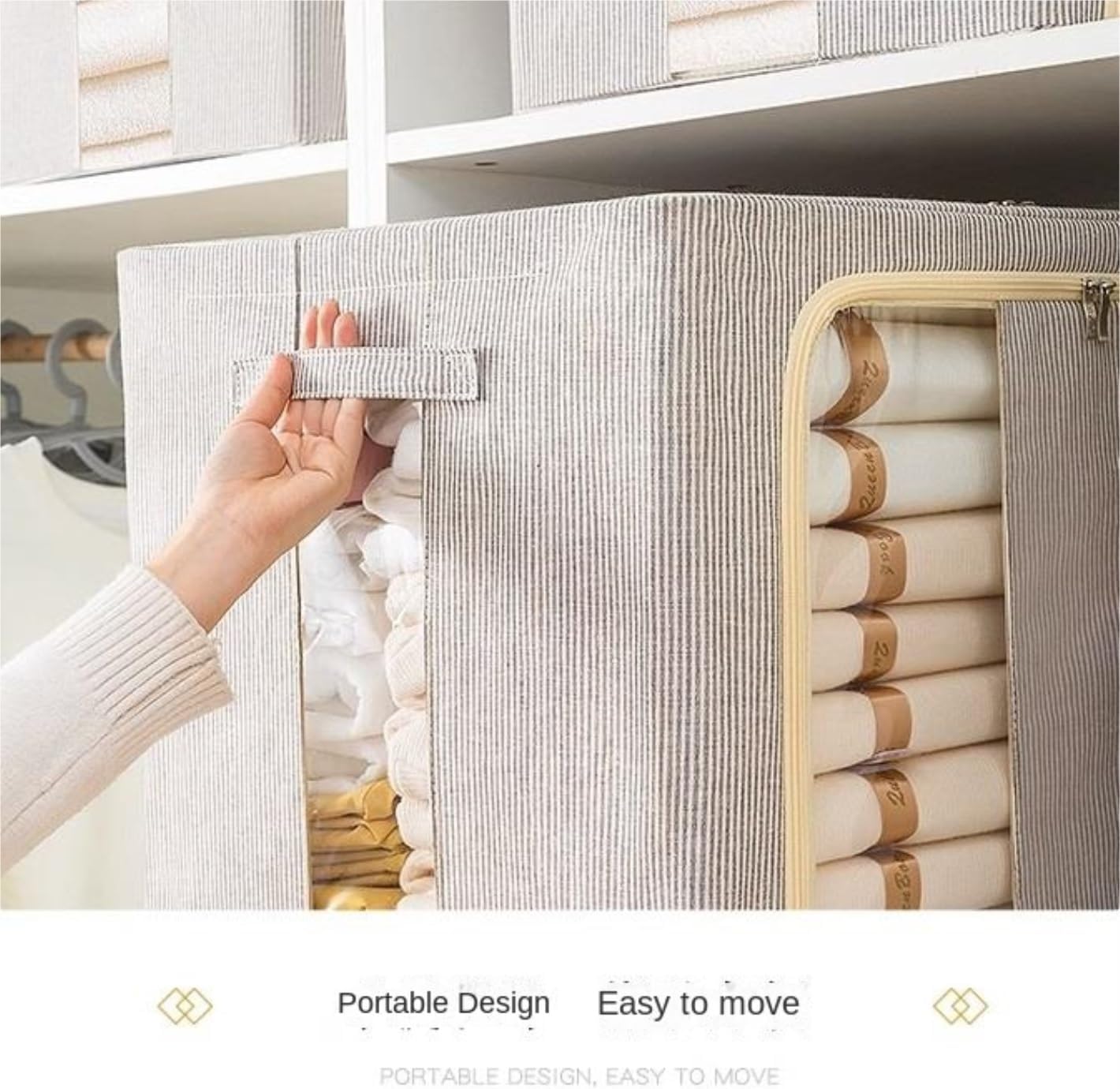 Storage Bag for Clothes Bedding Clothes Storage Bags with Clear Window and Handle Foldable Storage Bag for Bedding Storage Container(Yellow,28L)