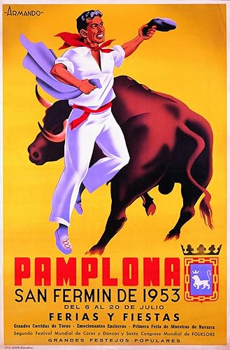 Pamplona san Fermin ferias 1953 - Póster de reproducción (19.7 x 27.6 in, papel de 10.58 oz, archivo digital HD disponible)