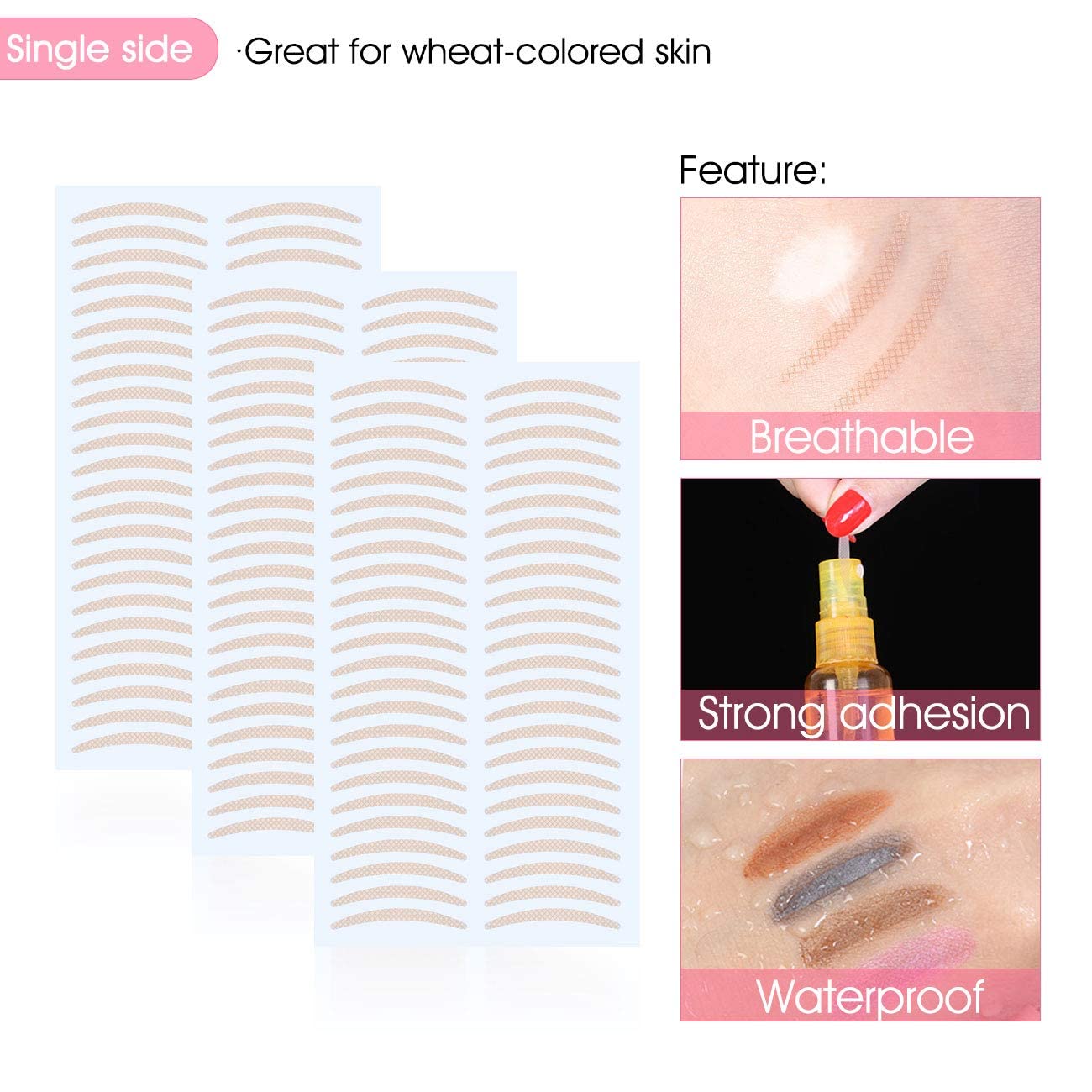 Invisible Lace Self-adhensive Fiber One-Sided Sticky Double Eyelid Tapes Stickers, Medical-use Breathable Fiber Eyelids Perfect for Hooded, Droopy, Uneven, Mono-eyelids