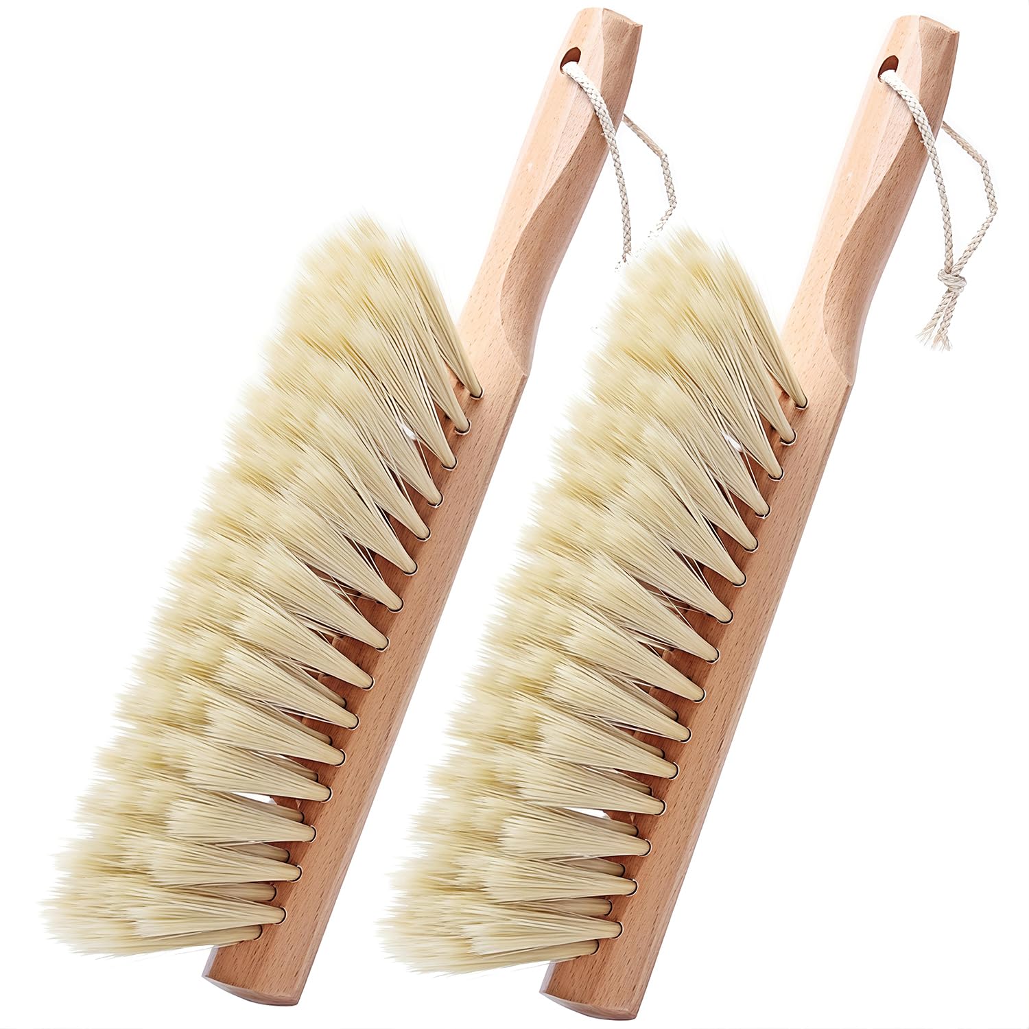 Soft Foxtail Hand Broom Wood Handle for Shop Bench 14" (2pcs Yellow)