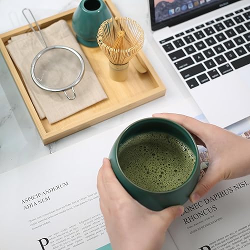 Miniatura 5 de Kit de Ceremony Matcha  Batidor tradicional de bambú (Chasen) Scoop (Chashaku) Tradicional Chawan Bowl Soporte para batidor  El juego de matcha