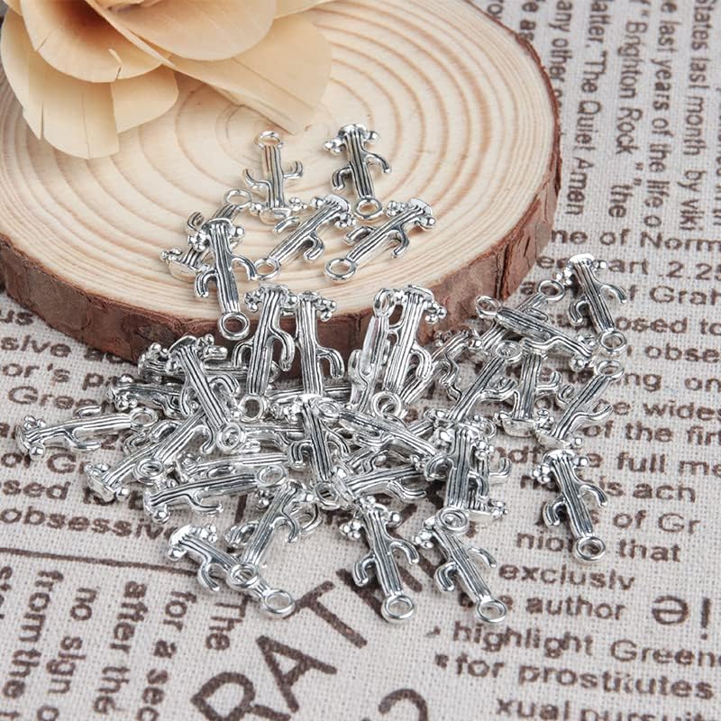 Ximimark 100 pcs 22x14mm Cactus Charms, Antique Tibetan Silver Tone 3D Cactus Charms pendant, DIY Findings, Jewelry Making - Image 8