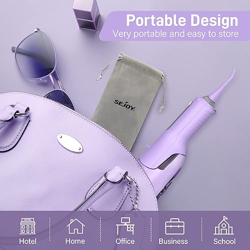 Miniatura 6 de Sejoy Hilo dental de agua, 2025 irrigador bucal para dientes recargables, irrigador oral para viajes en casa, oficina, 9.1 fl oz IPX7 impermeable, 5