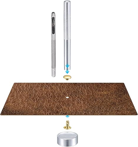 Miniatura 5 de uxcell 100 juegos de remaches de cuero, remaches de doble tapa de 0.315 pulgadas, remaches de metal de 0.315 pulgadas de altura, remaches para