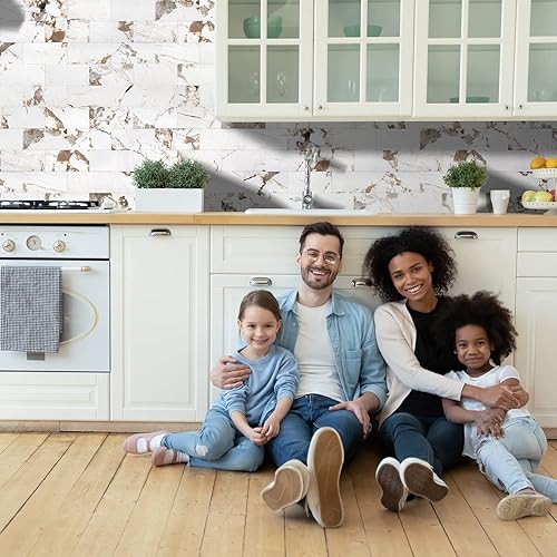 Vista 67 de STICKGOO 10 hojas de azulejos de metro para despegar y pegar, azulejos de pared para salpicaduras de cocina, azulejos de pared de PVC para Pizarra