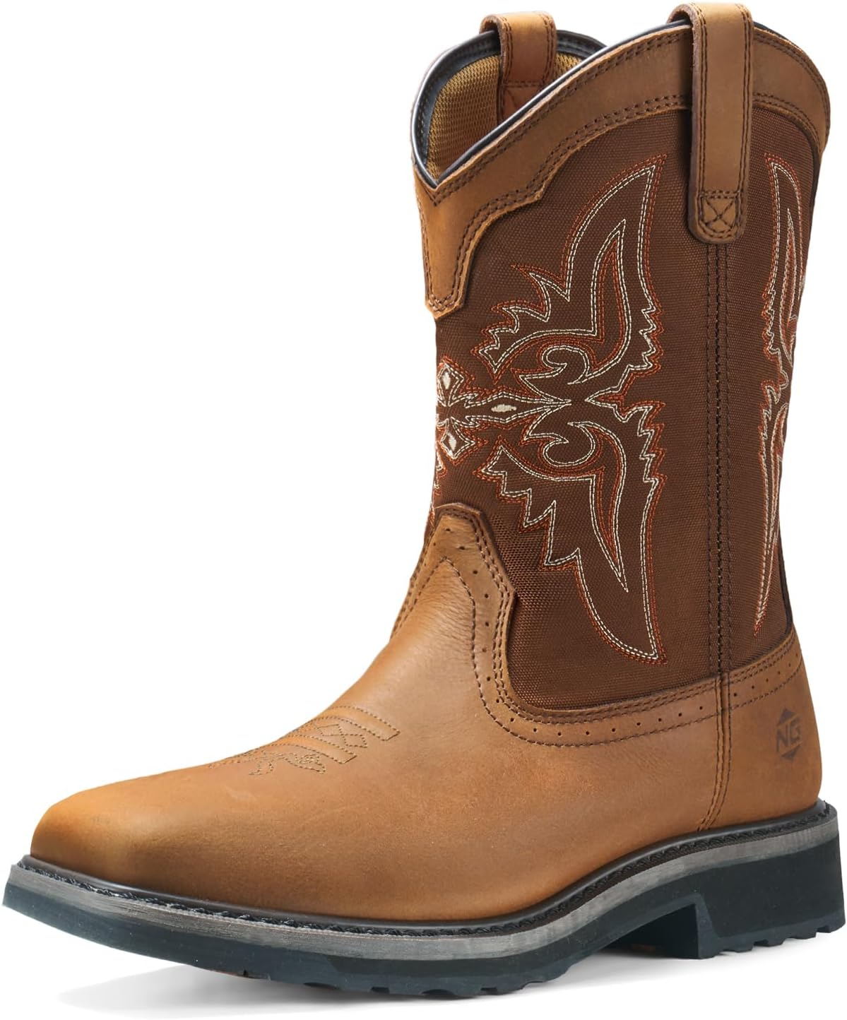 NINGO Men’s Square Steel Toe Cowboy Boots – Comfortable, Non-Slip Work Footwear NINGO Men’s Square Steel Toe Cowboy Boots – Comfortable, Non-Slip Work Footwear