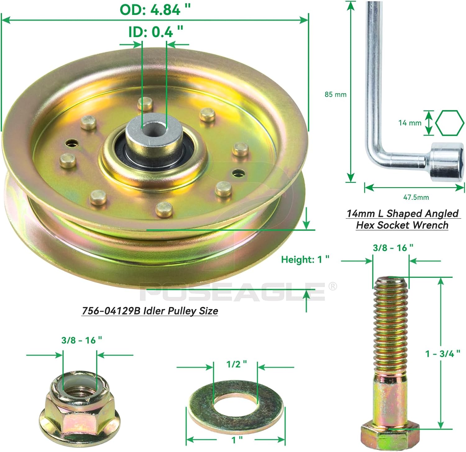 2 Pack Pre-Greased 918-04865A Spindle Assembly Kit with 756-04129B Idler Pulley 954-04219 Belt Replaces 918-04636, 918-04636A, 918-04865 for Cub Cadet LTX 1045 LTX 1046 Decks