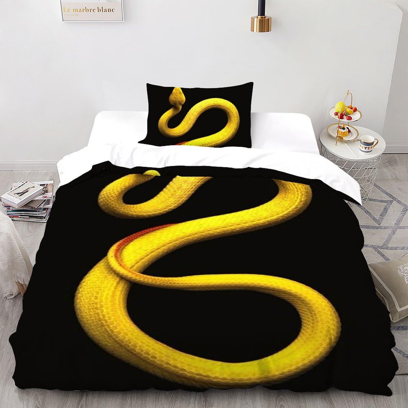 Housse de couette microfibre serpent sans repassage pour lit simple
