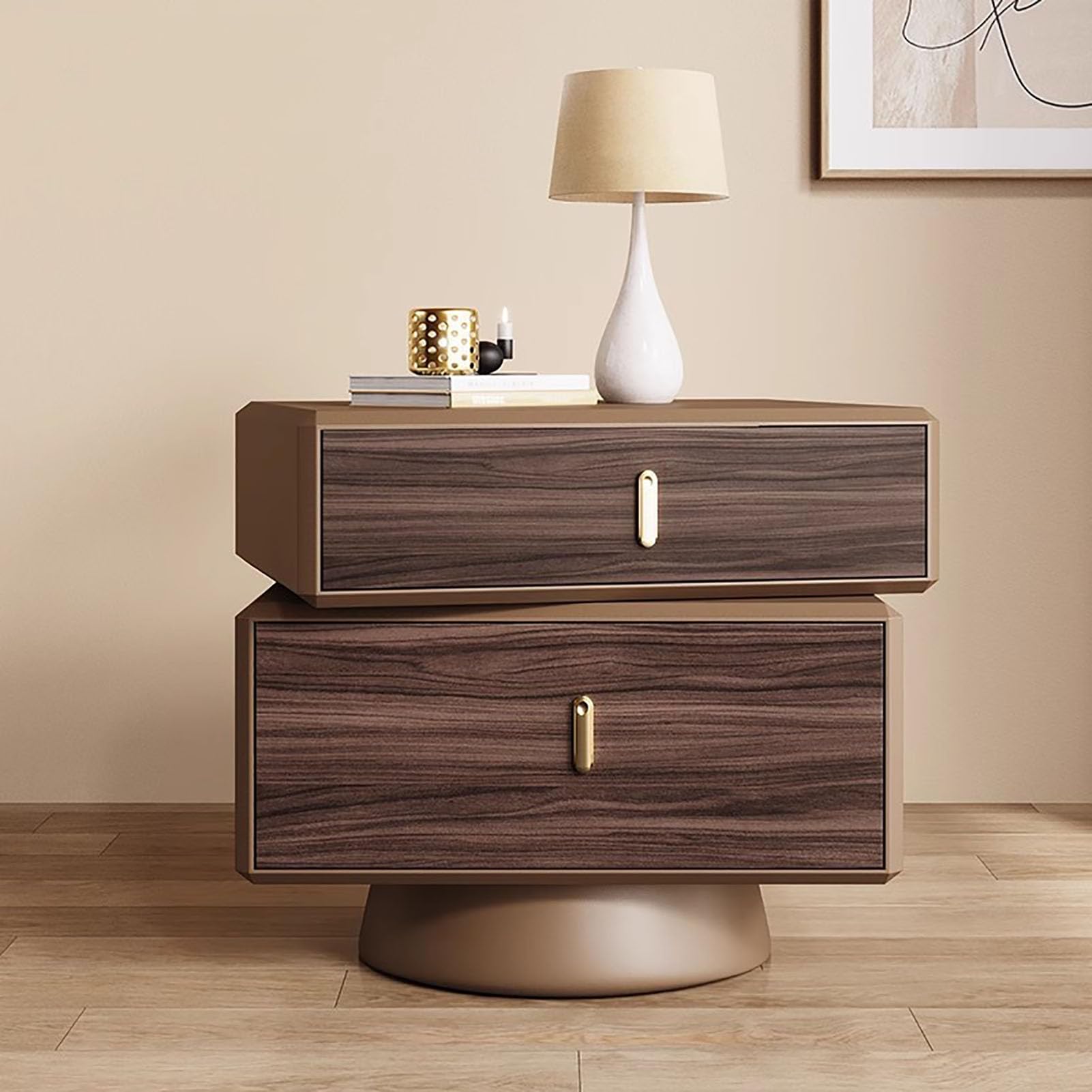 SXZenSpace Modern Rotatable Nightstand,Creative Bedside Table Durable Wood Top End Side Furniture Required for Bedroom Halway,E,50x40x50cm(20x16x20inch)