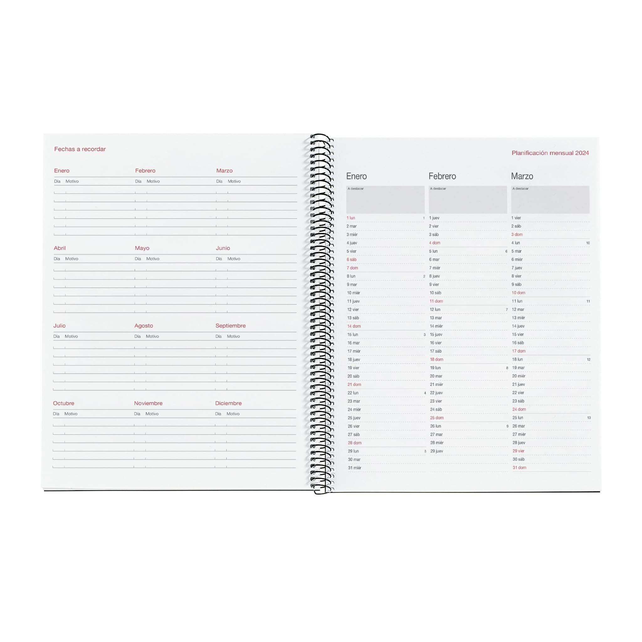 Miquelrius, Annual Planner 2024, Week Vertical View, Pro Size 210 x 270 mm (similar A4), Flexible Cover, Polypropylene - Image 4