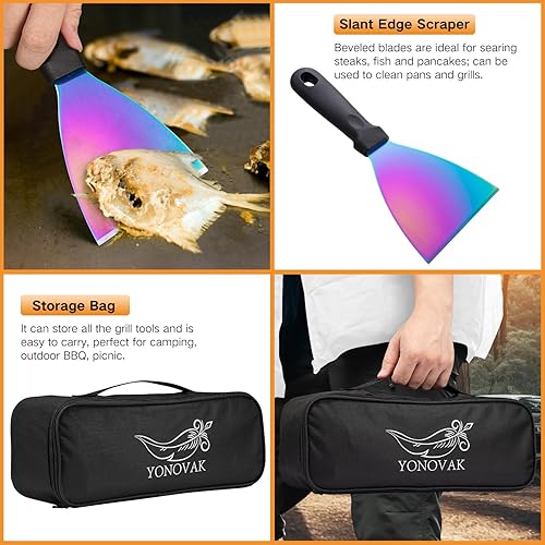 Miniatura 5 de Kit de accesorios de parrilla de arco iris, accesorios de plancha antioxidante para Blackstone y Camp Chef, accesorios de plancha plana con prensa