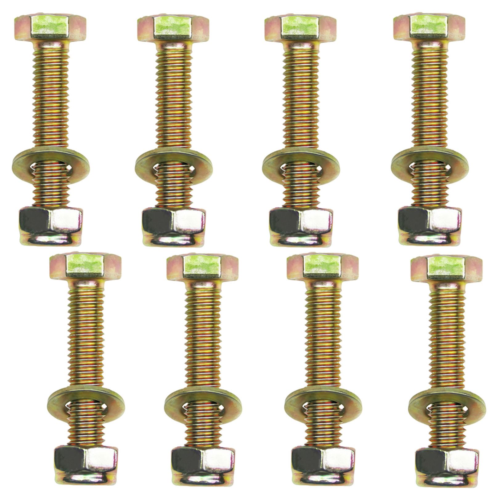 Metalsuberg M8 x 40mm Hex Head Bolt by Color Galvanization with Nylon Lock nut and Flat Washer Assortment Kit,Alloy Steel,Grade 8.8.(8pcs Pack)