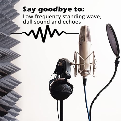 Miniatura 3 de Paquete de 12 paneles de espuma acústica, paneles absorbentes de sonido, paneles de espuma a prueba de sonido de 12 x 12 x 2 pulgadas