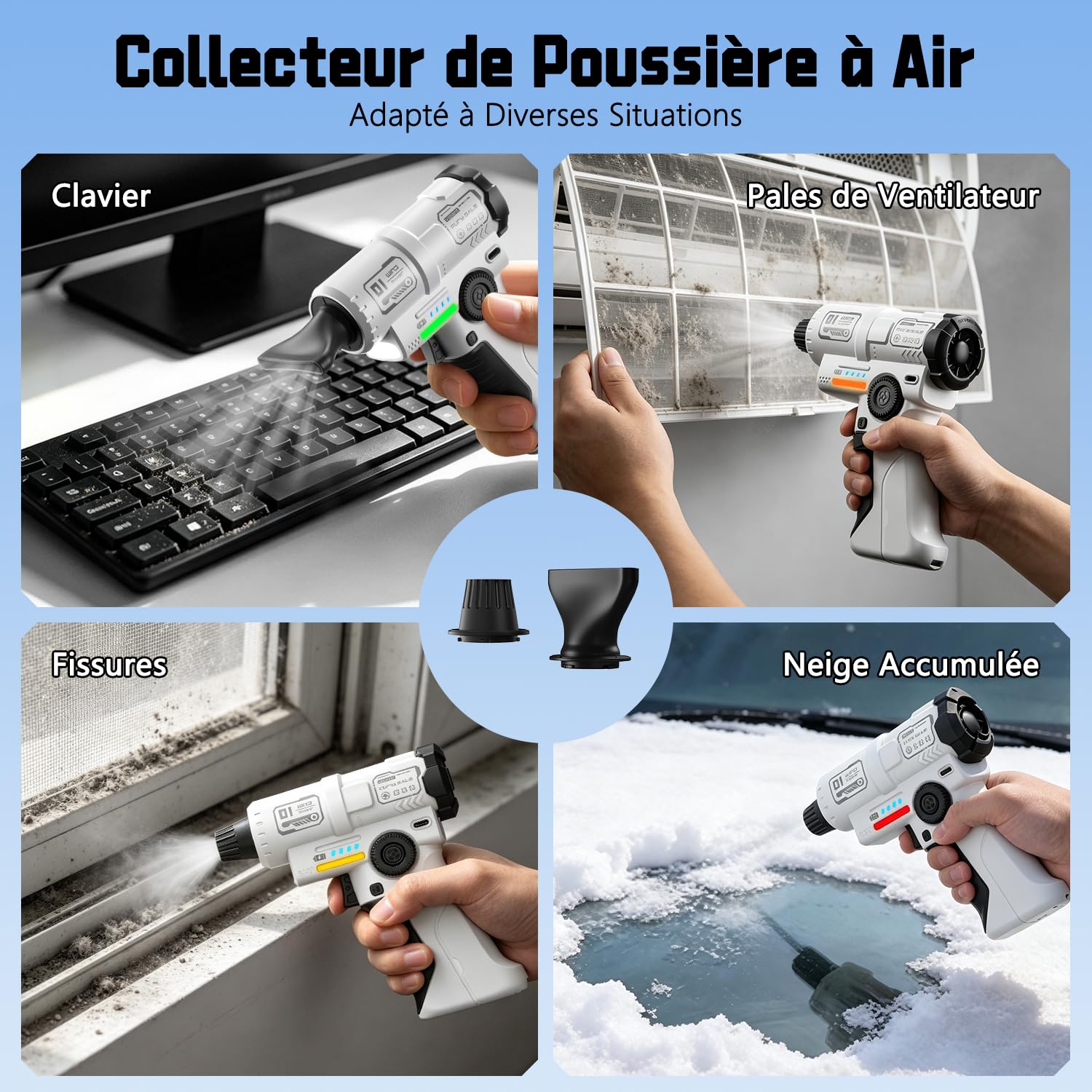 yAyusi Aspirateur à Poussière Electrique Rechargeable,Aspirateur à Poussière Electrique Haute Puissance de 130000 tr/min avec LED,Contrôle de Vitesse Progressif,Convient aux à l’extérieur,aux Maisons