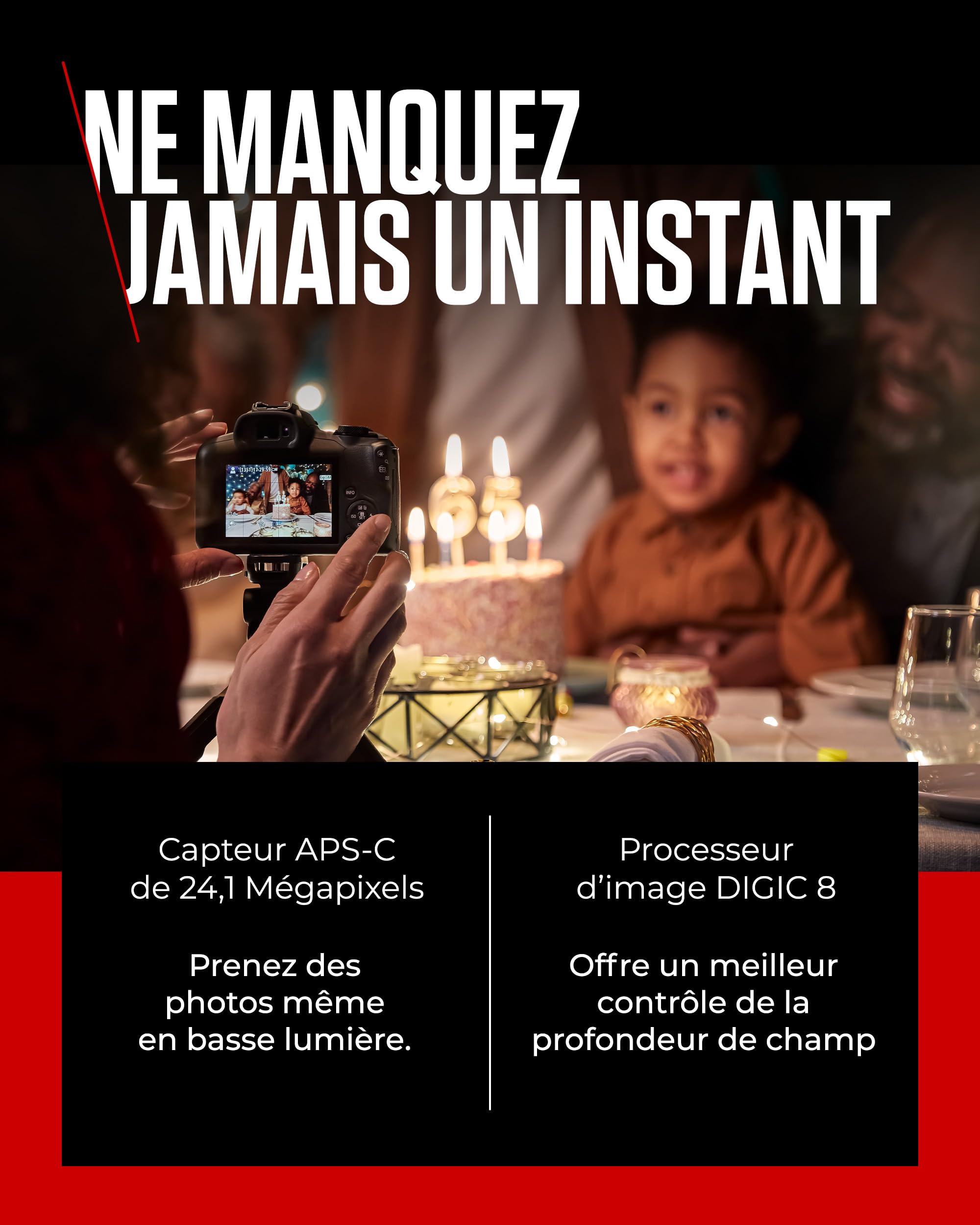 Canon EOS R100 (Boîtier)+Objectifs pour Hybride RF-S 18-45mm & RF-S 55-210mm, Appareil Photo APS-C de 24,1 Mpx, AF CMOS Dual Pixel, Vidéo 4K, Prise de Vue en Continu jusqu'à 6,5 IPS, Wi-Fi & Bluetooth