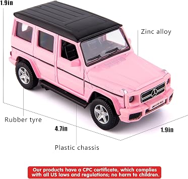 TGRCM-CZ 1/36 Scale Benz G63 Casting Car Model, Zinc Alloy Toy Car for Kids, Pull Back Vehicles Toy Car for Toddlers Kids Boys Girls Gift (Pink)