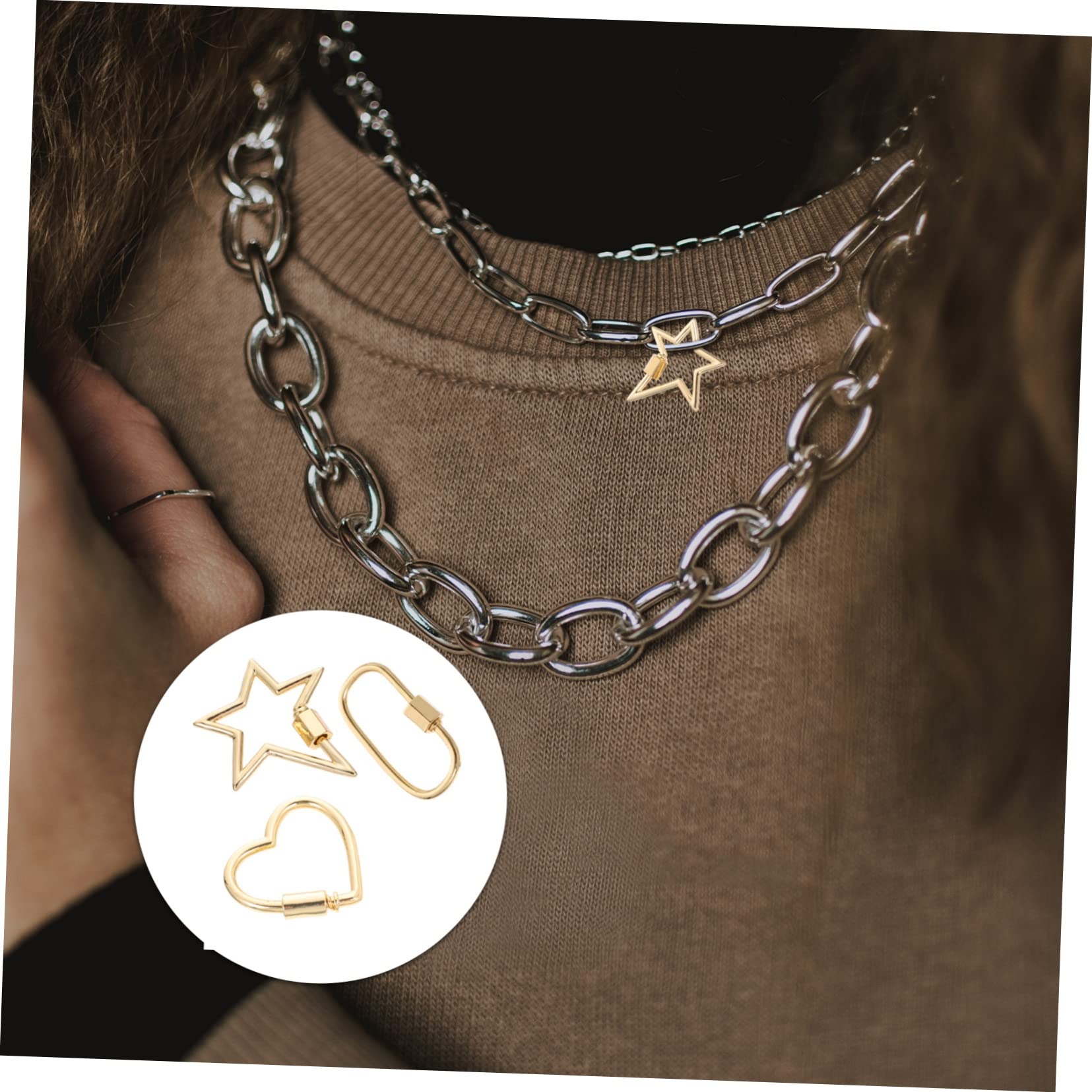 Kit di riparazione per gioielli fai da te, set con chiusura a moschettone, catene, ciondoli a nastro, anelli aperti per gioielli fai da te, collane, bracciali, orecchini, portachiavi, oro