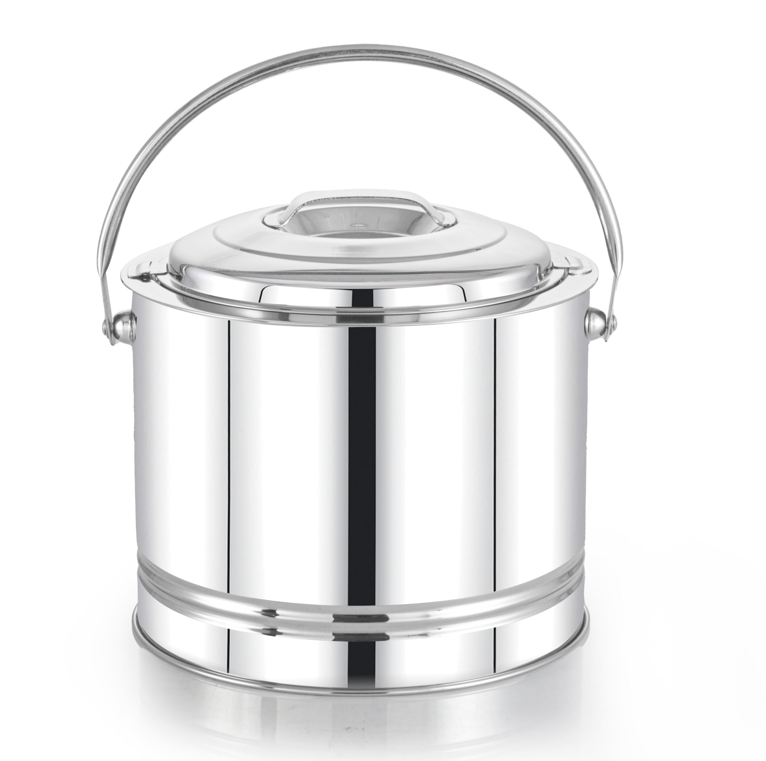 Expresso Stainless Steel Insulated Hot Pot with Handle – 5 Ltrs – Double Wall Food Warmer & Casserole – Keeps Food Hot for Hours – Mirror Finish, Rust-Proof – Ideal for Rice, Chapati & Curry