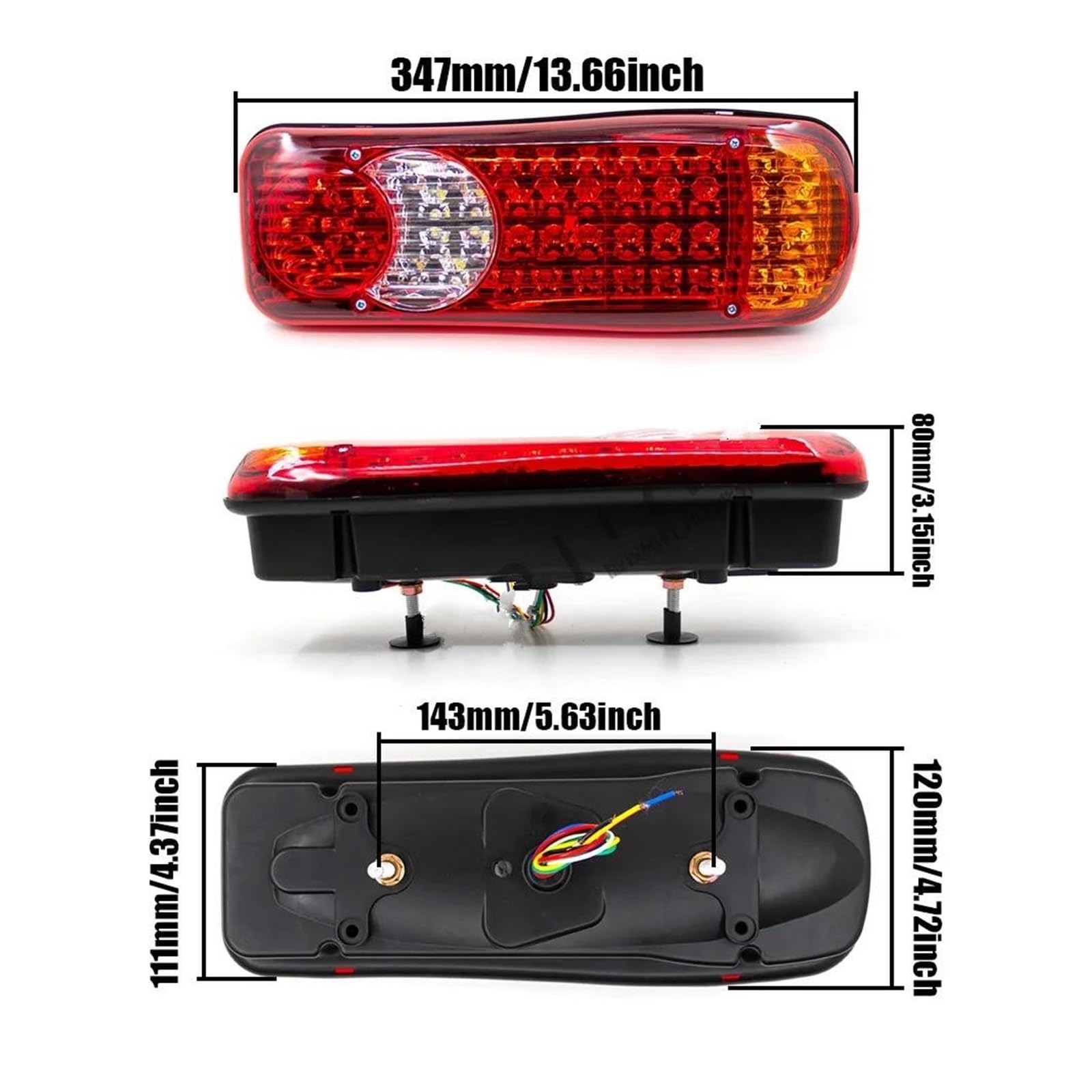 Genérico Luces Traseras Luz trasera camión 12V, 46LED, indicador señal giro luces para caravana remolque lámpara para correr antiniebla 1 Juego Luz Trasera