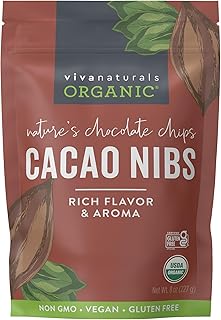 Viva Naturals Organic Cacao Nibs, Unsweetened, 8 oz (227 g), Keto Friendly, Vegan, Non-GMO, Gluten-Free Chocolate Chip Substitute
