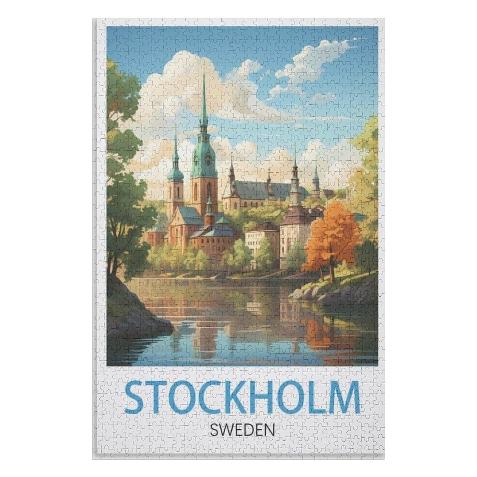 Adult Difficult Challenge Scenery， Stockholm Sweden，Adults 1000 Piece Jigsaw Puzzle- Christmas，70x50，paper puzzle，AA-544