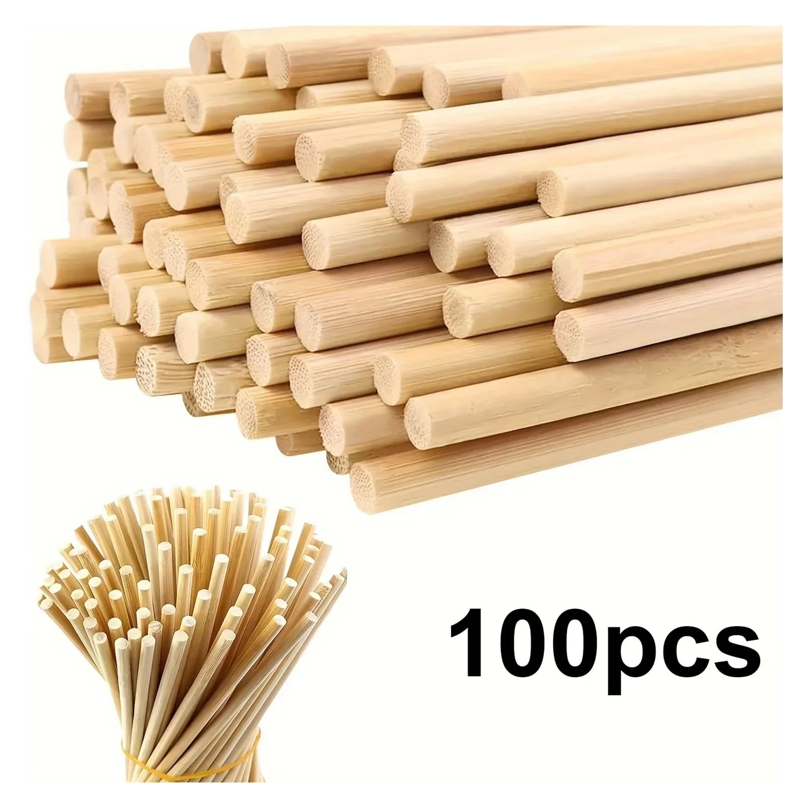 Rzeźbienie w drewnie, 50/100/150 szt. prętów kołkowych, drewniane kołki, rękodzieło, drewniane patyczki, niedokończone, naturalne, bambusowe, do bukietów kwiatów, rękodzieła i majsterkowiczów