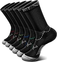 BULLIANT Men Socks, Athletic Compression Crew Socks Cushioned for Men Running Sports Hiking Fishing Arch Support