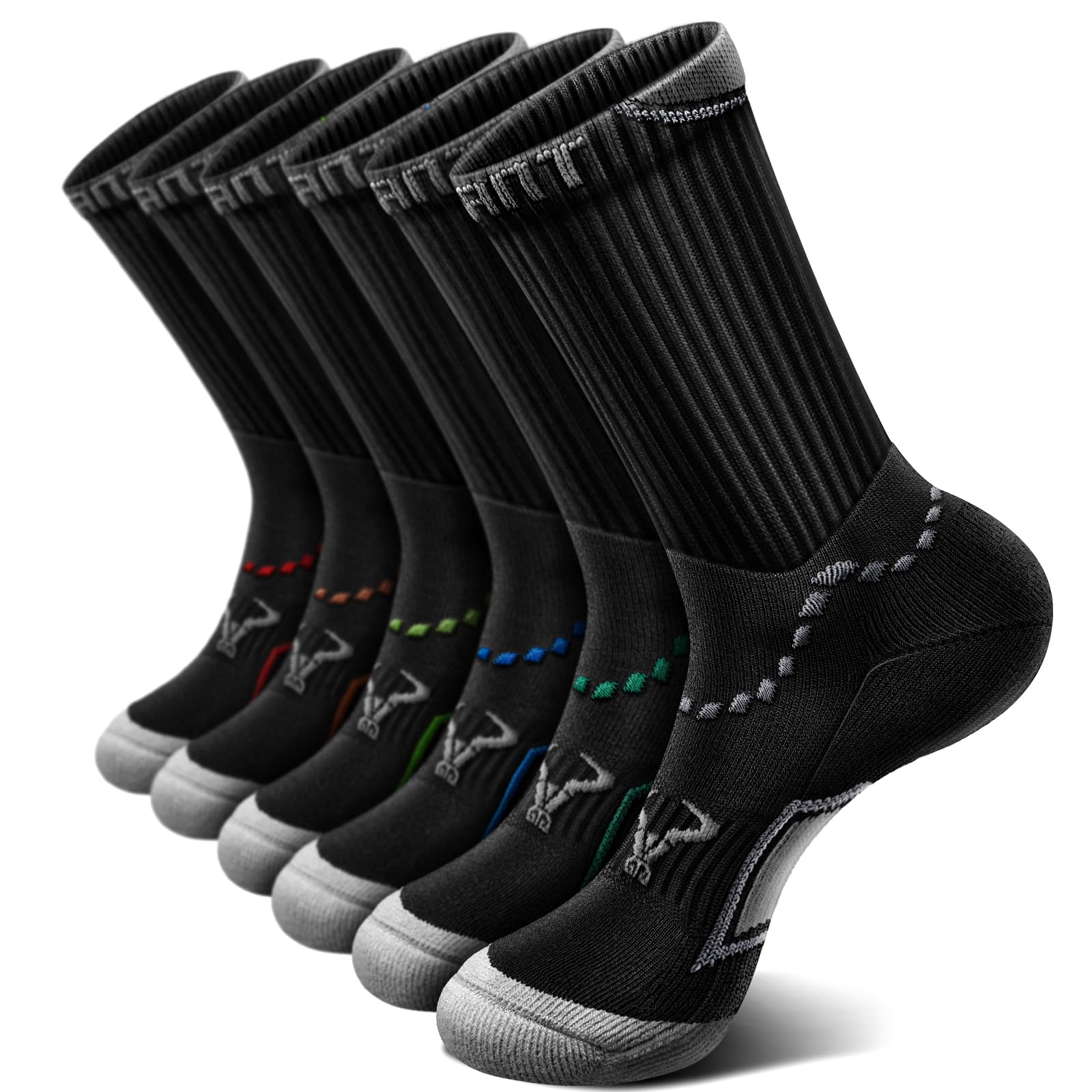Men Running Socks, Athletic Crew Socks Compression Breathable for Men Sports Hiking Cushioned Footbed Arch Support-image-33