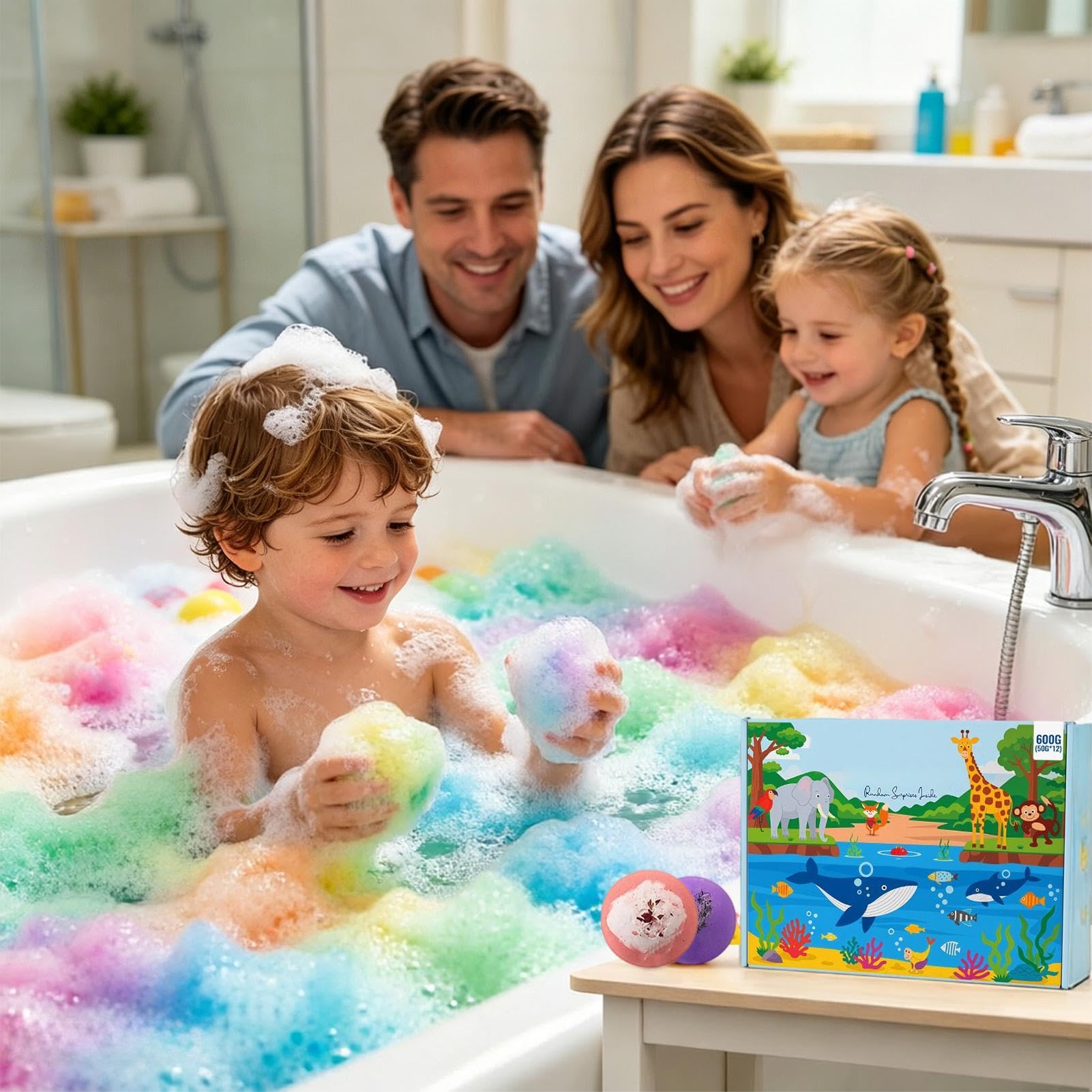 Badekugeln mit Spielzeug im Inneren, zwölf Stück