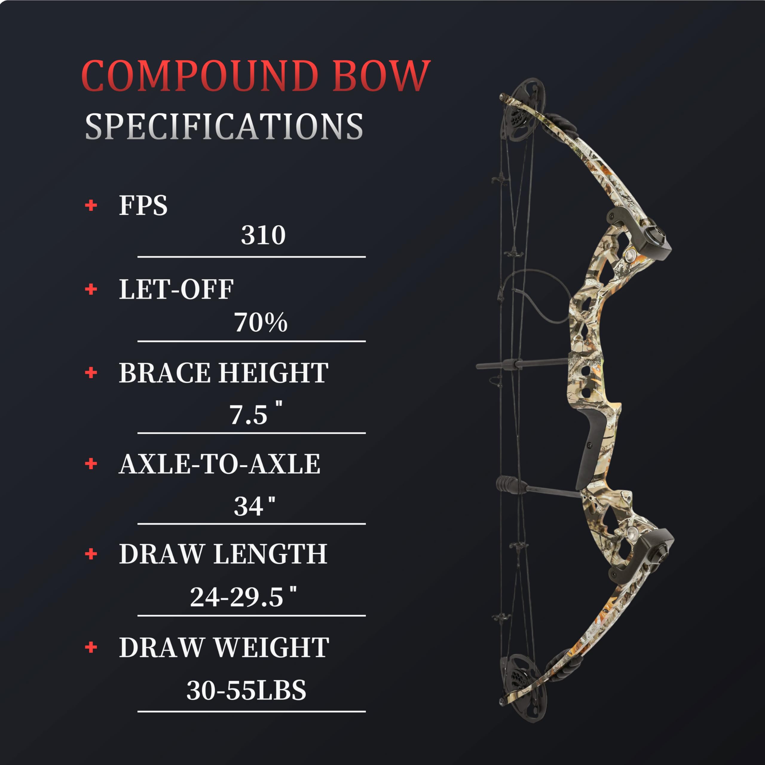 Compoundbogen Set Erwachsene, 30-50 lbs Einstellbar, Compoundbogen Rechtshänder für Anfänger, Bogen und Pfeil Set Zielscheiben für Jagd und Trainingszwecke