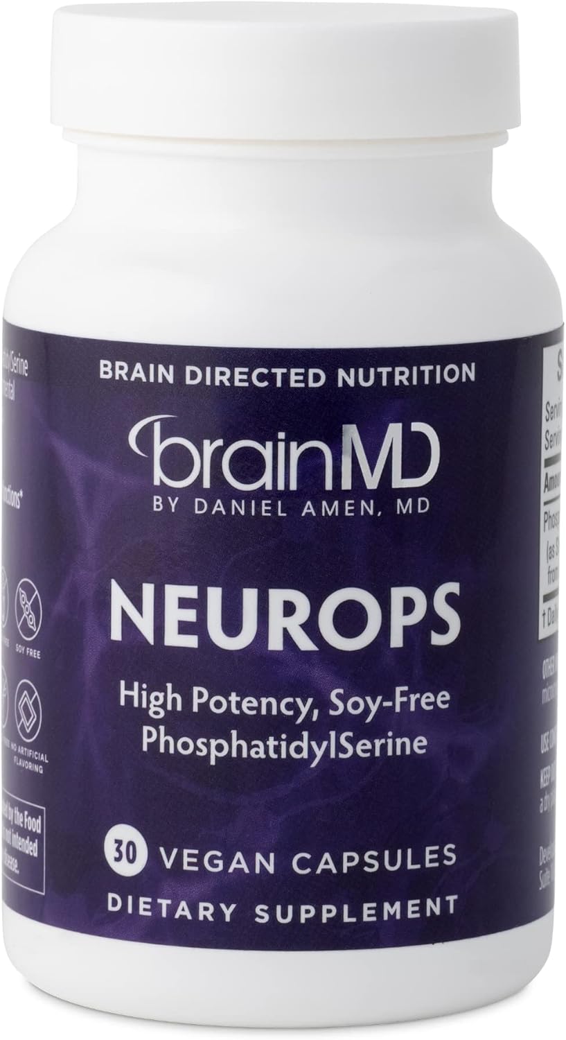 BRAINMD Dr Amen NeuroPS - 30 Capsules - 150 mg PhosphatidylSerine - Promotes Mental Focus, Energy & Memory - Gluten Free - 30 Servings