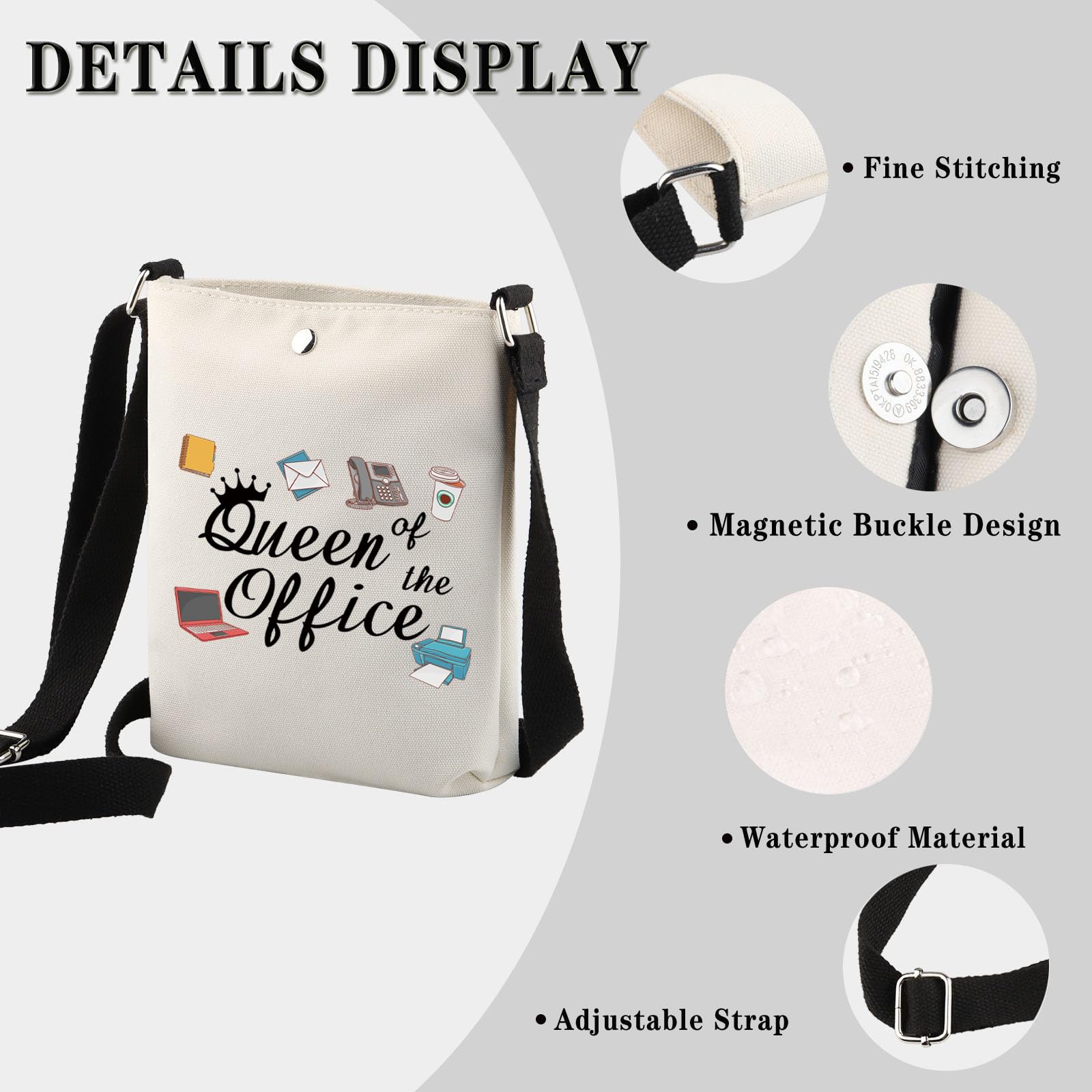 JTOUK School Secretary Gift Secretary Thank You Zipper Pouch Gift Queen of Office Travel Makeup Bag Gift for Coworkers (Office Queen CB EU) - Image 3