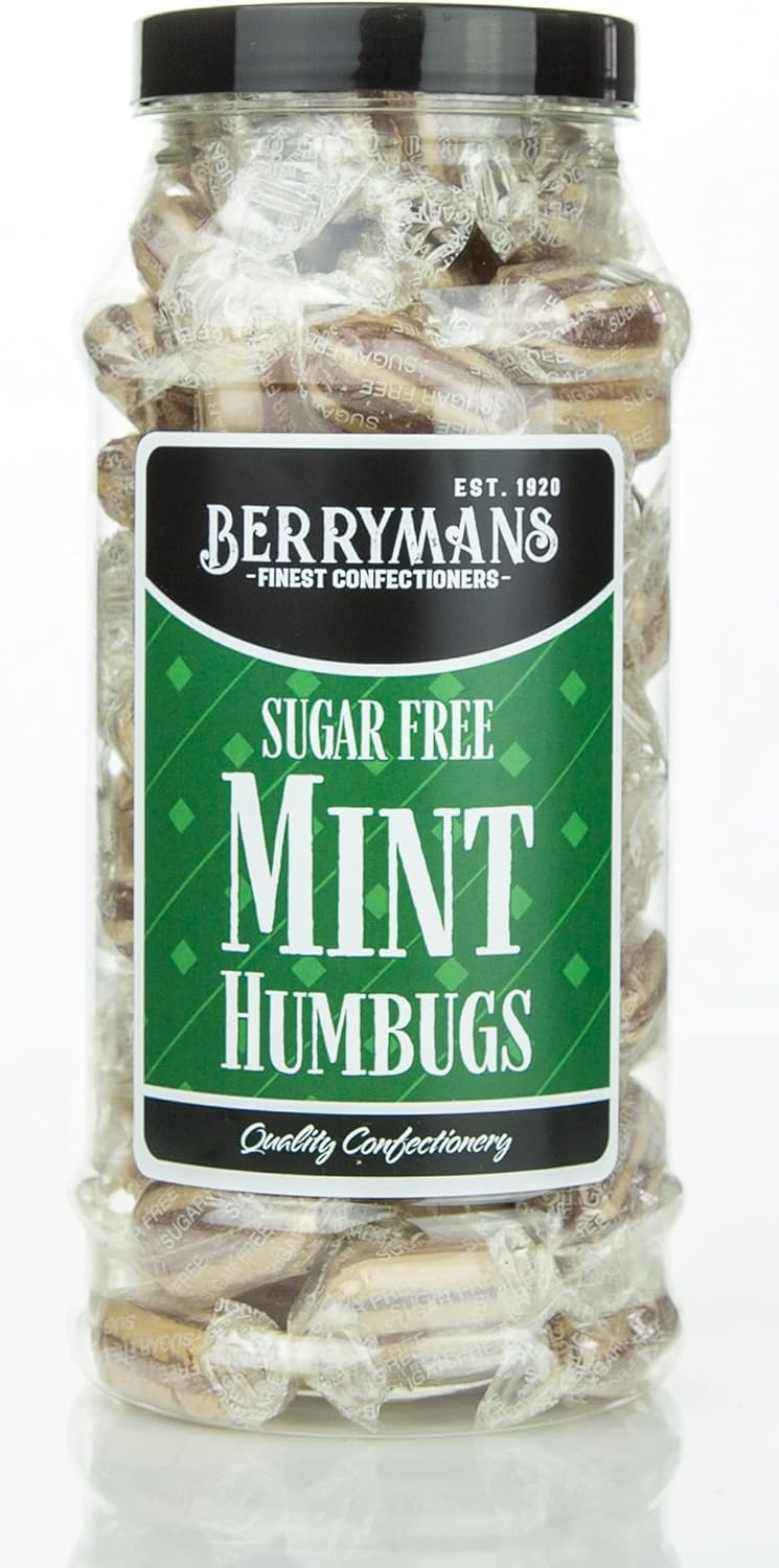 Original Sugar Free Mint Humbugs Retro Sweets Gift Jar by Berrymans
