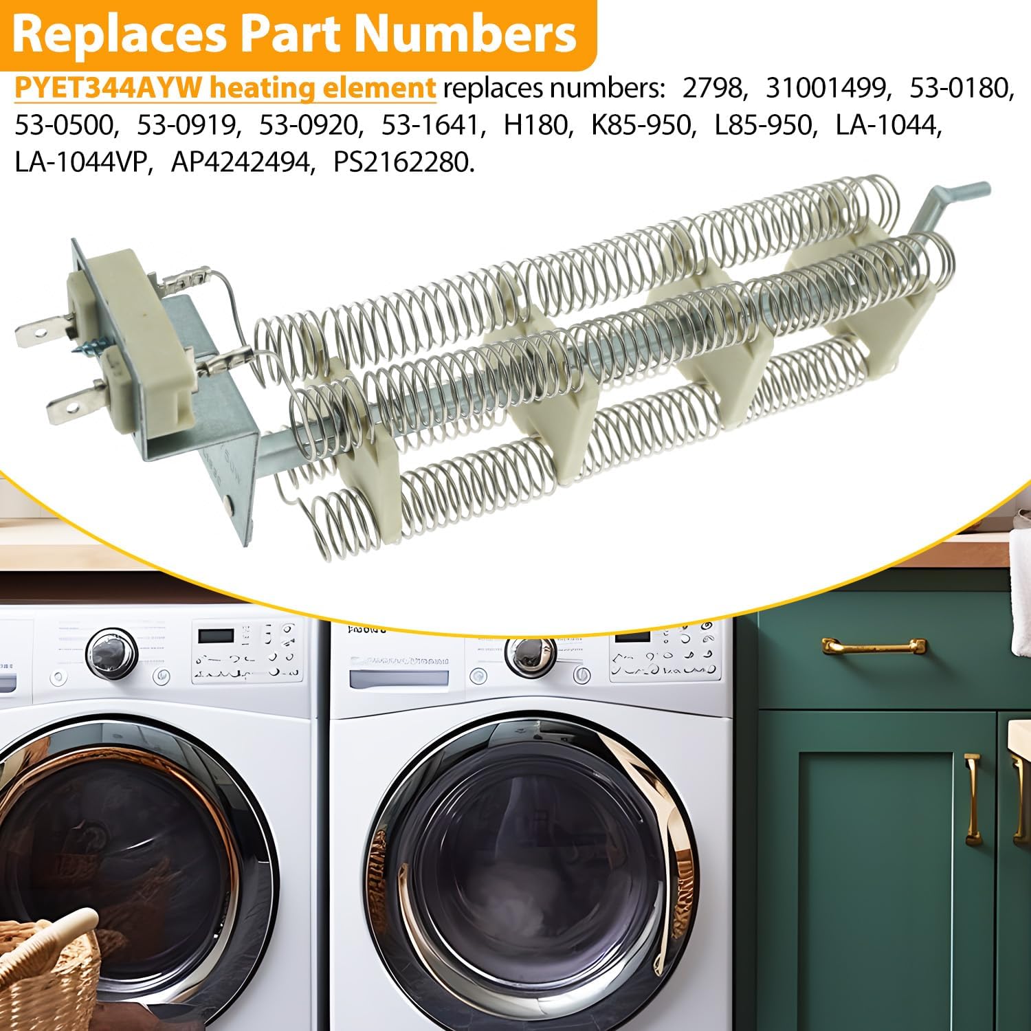 Dryer Heating Element and L248-80 High Limit Thermostat by SupHomie - Compatible with Maytag PYE2300AYW, Maytag PYET344AYW, Maytag PYET244AYW, Admiral ADE7000AYW