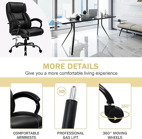 Miniatura 7 de Silla de oficina grande y alta de 500 libras, silla de escritorio giratoria de masaje ergonómica, respaldo alto, asiento ancho, silla de computadora
