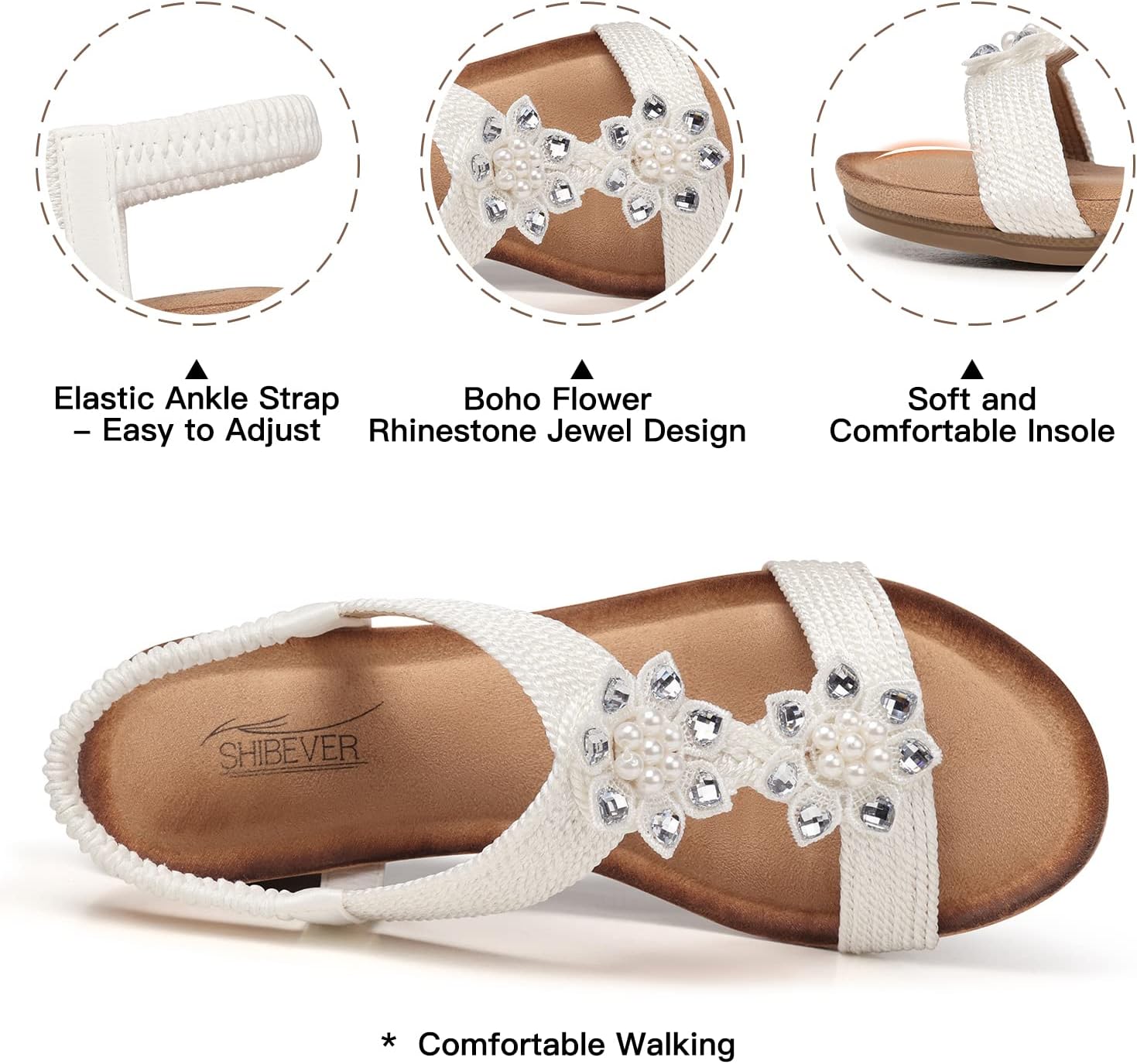 SHIBEVER Wedge Sandals for Dressy Women Platform Summer Womens Low Heels Arch Support Sandal - Image 3