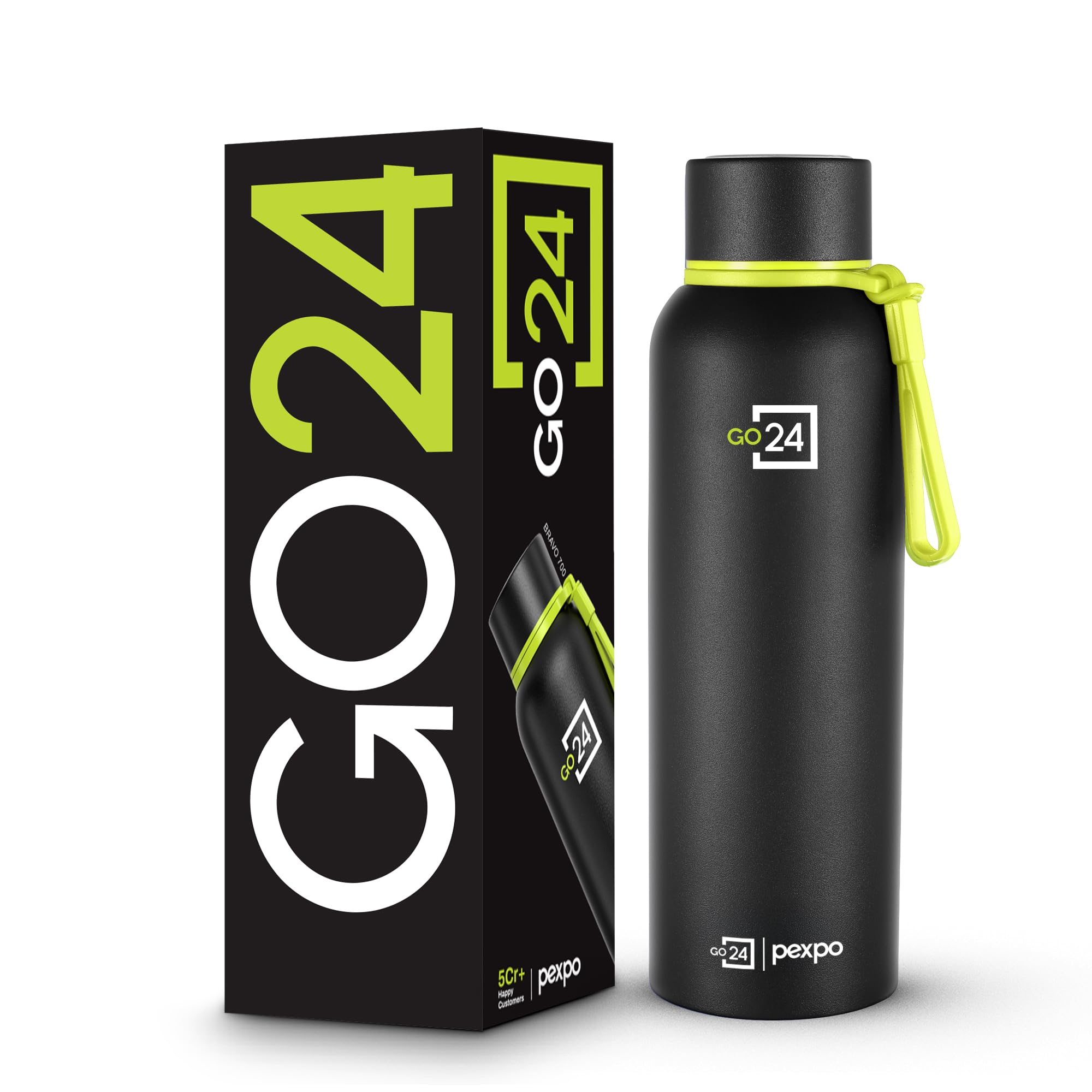 Go24 pexpo Stainless Steel Thermo Flask Bravo Knight Black 700ml