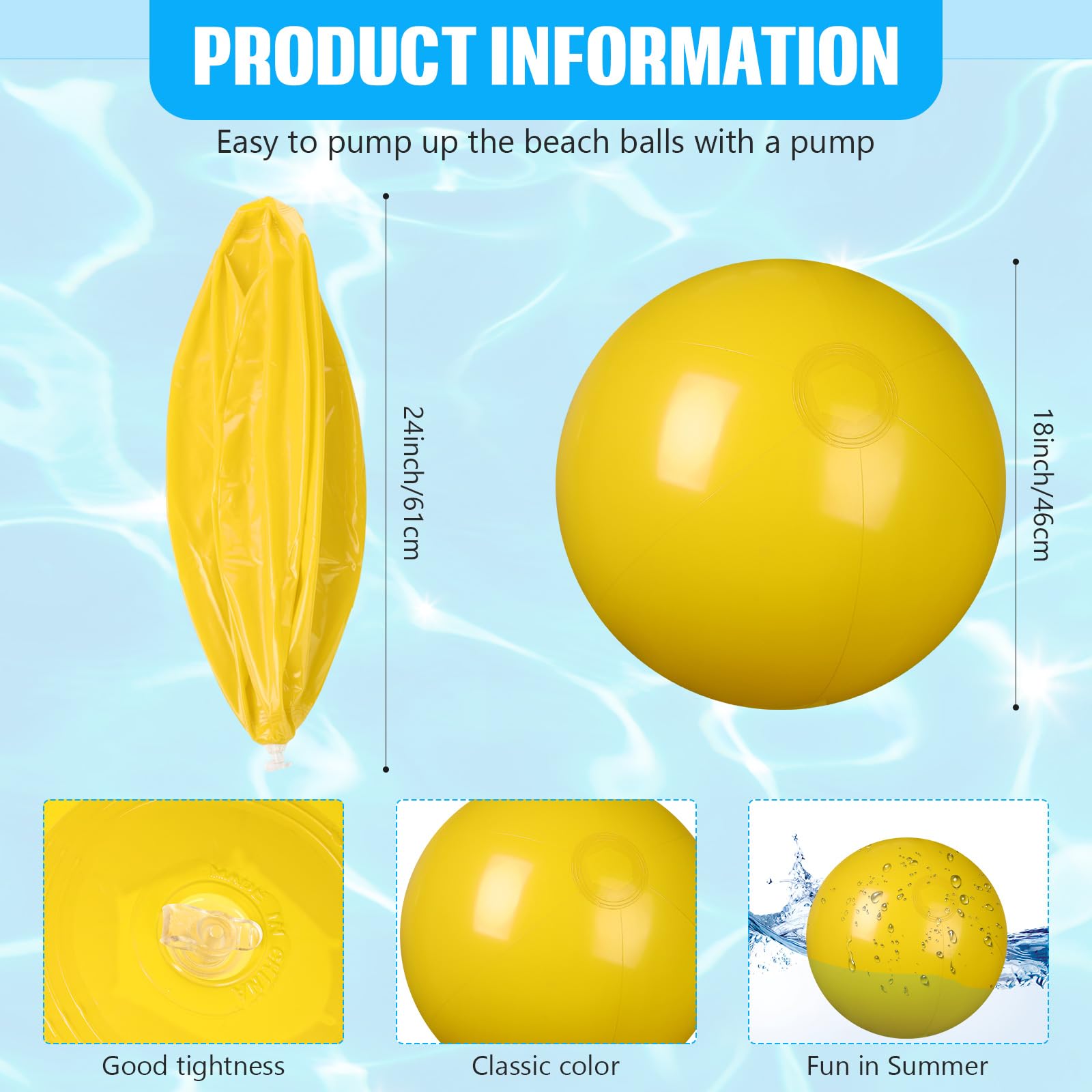 4 Stück Aufblasbare Strandbälle 50,8cm - PVC Poolbälle Für Sommer Und Party