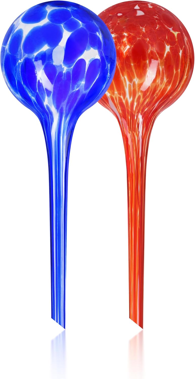 Plant Watering Globes Set of 2 - Large Self Watering Globes for Indoor & Outdoor Plants - Multicolored, Automatic, Glass Watering Bulbs for Daily Use, Plant Watering Devices Set of 2 Large