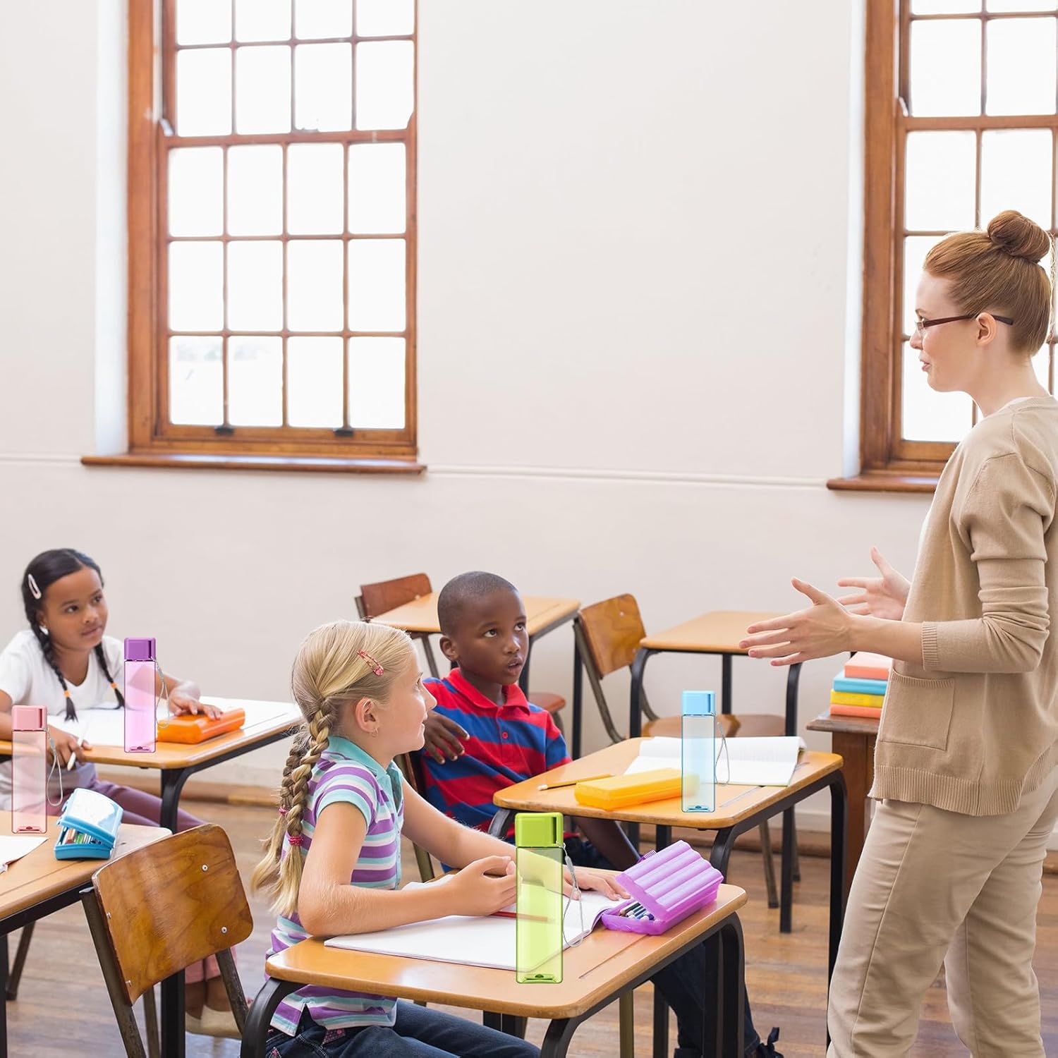 Mifoci 20 Pieces Water Bottle Bulk 17 oz Plastic Water Bottles Bulk Gym Sports Adults Reusable Large Drinking Cups for Outdoor Fitness(Colorful,Rectangle) - Image 5