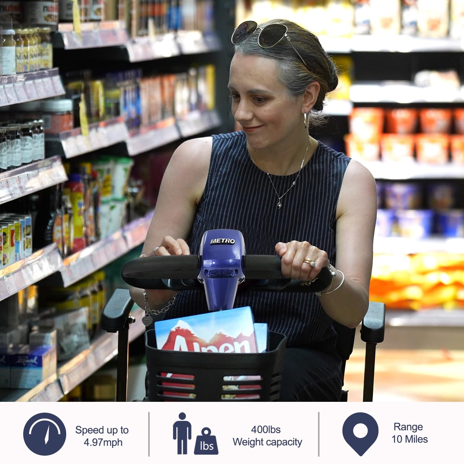 Mobility Scooters for Adults 400 lbs Weight Capacity,Electric Foldable All Terrain 4 Wheel Motorized Scooter for Seniors,Compact Heavy Duty Portable Powered Scooters for Travel,15 Miles Range (Blue)