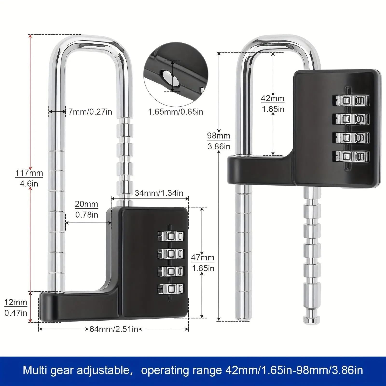 Metalowa kłódka kombinowana | 4-cyfrowy kod do szafek na siłownię, szafka z bramkami: 1/2 szt(2pcs)